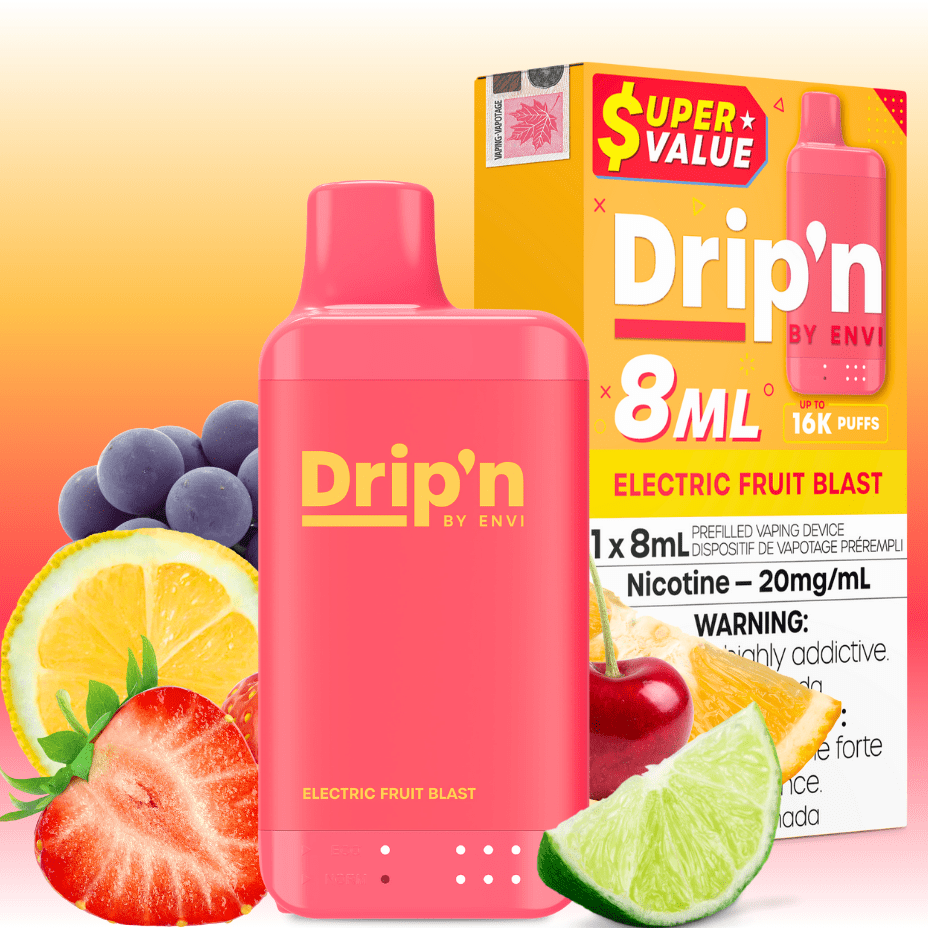 Drip'n by Envi 16K Disposable Vape - Electric Fruit Blast 8mL / 16000 Puffs / 20mg Vape Superstore Yorkton Saskatchewan