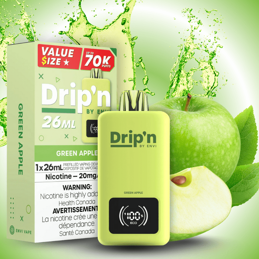 Drip'n by Envi 70K Disposable Vape-Green Apple Vape Superstore Yorkton Saskatchewan