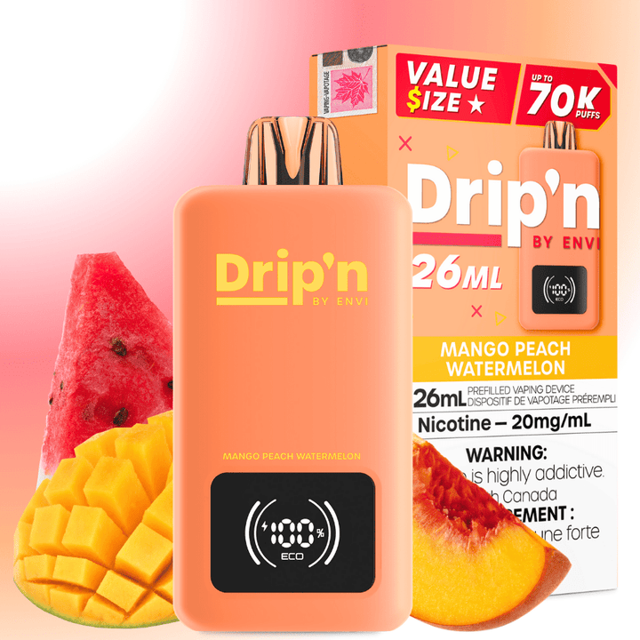 Drip'n by Envi 70K Disposable Vape - Mango Peach Watermelon 26mL / 70000 Puffs / 20mg Vape Superstore Yorkton Saskatchewan