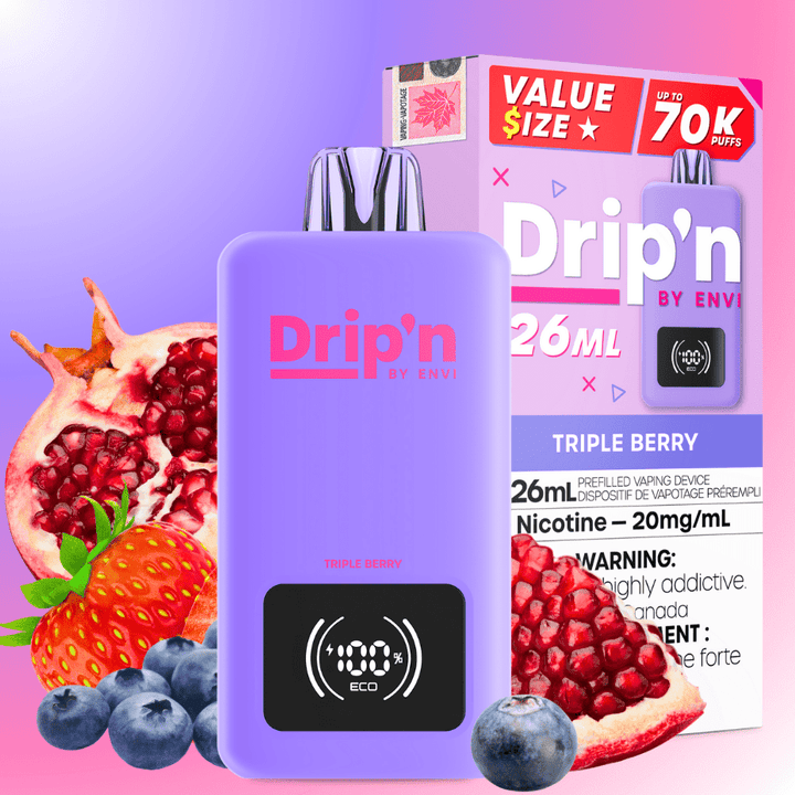 Drip'n by Envi 70K Disposable Vape - Triple Berry 26mL / 70000 Puffs / 20mg Vape Superstore Yorkton Saskatchewan