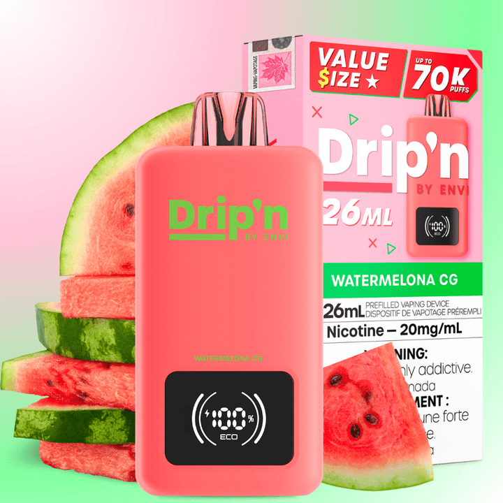 Drip'n by Envi 70K Disposable Vape - Watermelona CG 26mL / 70000 Puffs / 20mg Vape Superstore Yorkton Saskatchewan