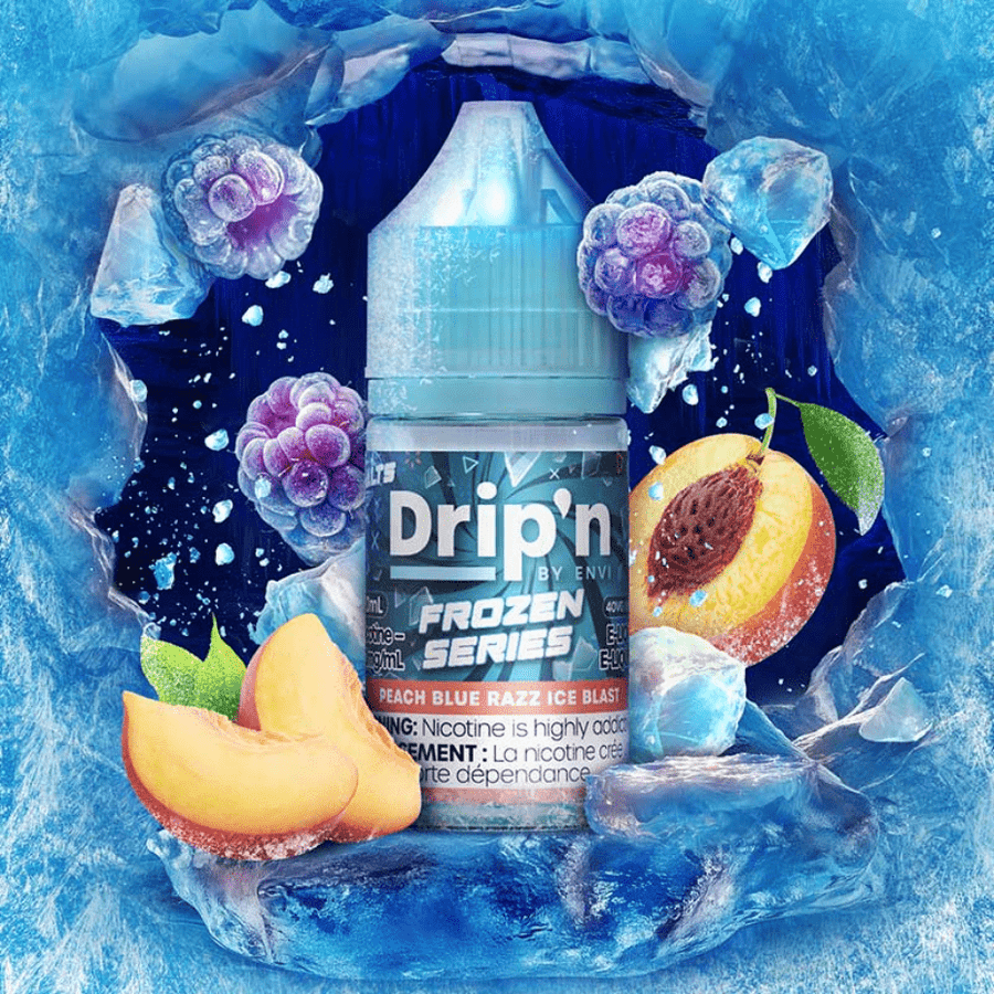 Drip'n by Envi Frozen Salt-Peach Blue Razz Ice Blast Vape Superstore Yorkton Saskatchewan
