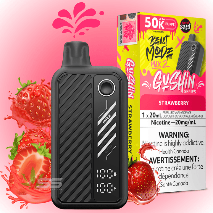 Flavour Beast Max 2 Disposable Vape-Gushin Strawberry 20mg / 50000 Puffs Vape Superstore Yorkton Saskatchewan