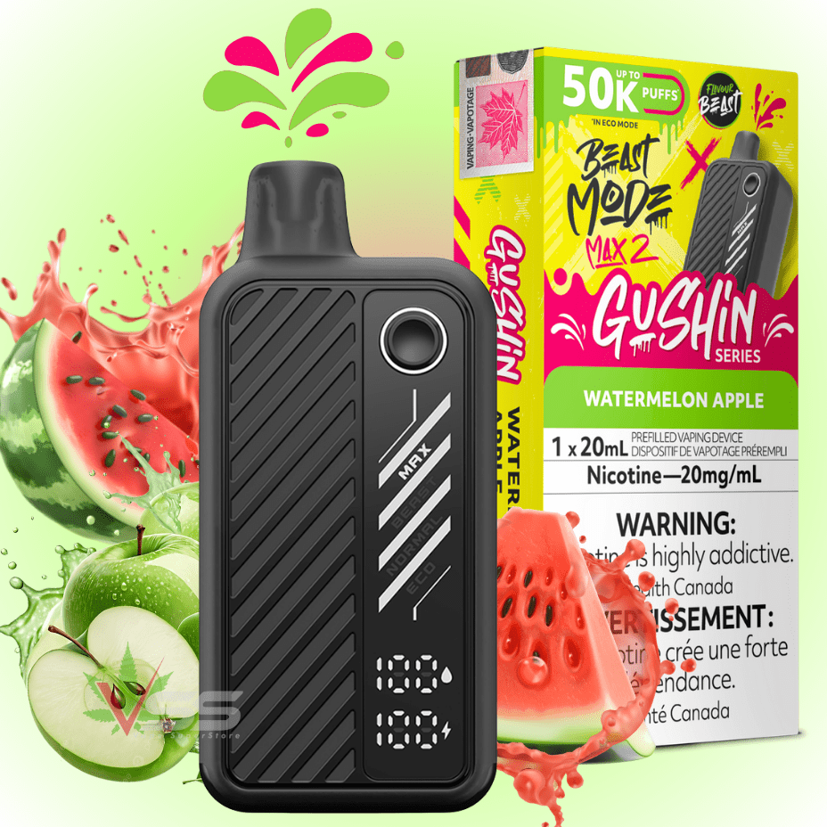 Flavour Beast Max 2 Disposable Vape-Gushin Watermelon Apple 20mg / 50000 Puffs Vape Superstore Yorkton Saskatchewan