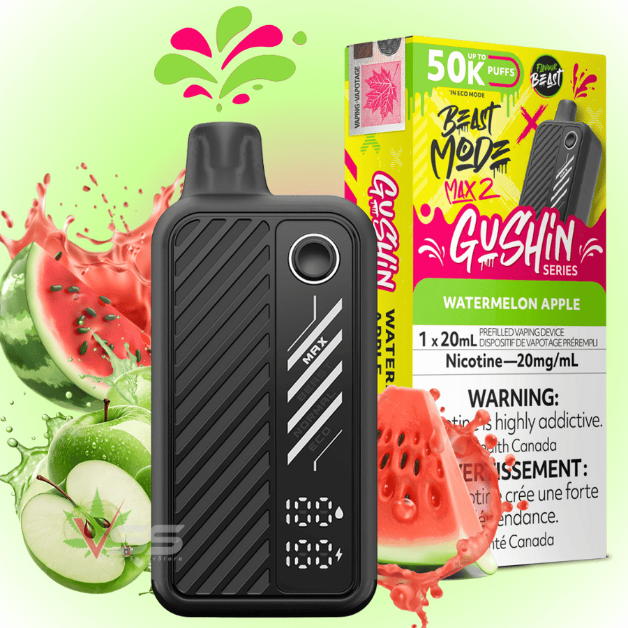 Flavour Beast Max 2 Disposable Vape-Gushin Watermelon Apple 20mg / 50000 Puffs Vape Superstore Yorkton Saskatchewan