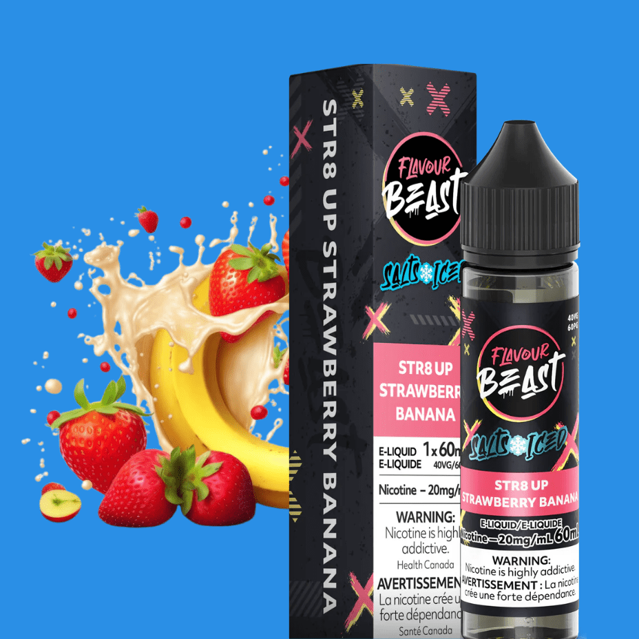 Flavour Beast Salt-STR8up Strawberry Banana ICED-60ml 60ml / 20mg Vape Superstore Yorkton Saskatchewan