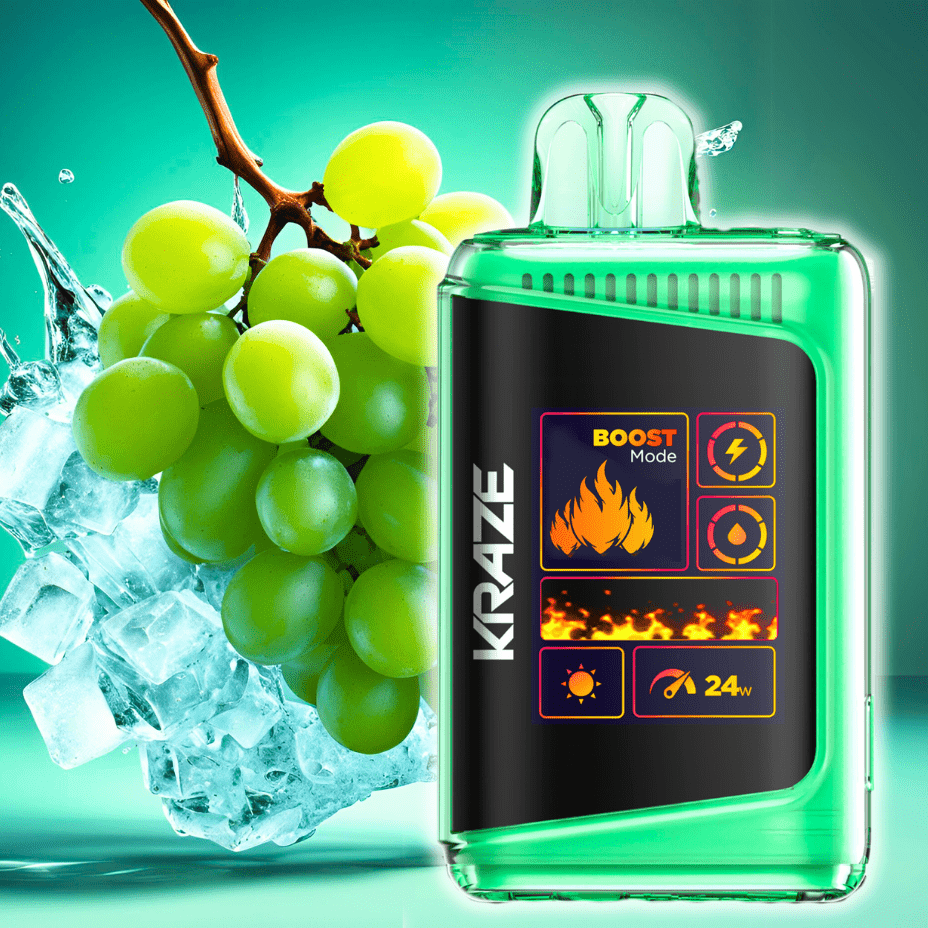 Kraze HD Mega 20k Disposable Vape - Green Grape Ice 20000 Puffs / 20mg Vape Superstore Yorkton Saskatchewan