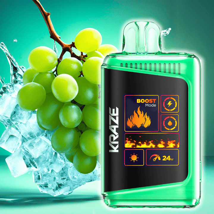Kraze HD Mega 20k Disposable Vape - Green Grape Ice 20000 Puffs / 20mg Vape Superstore Yorkton Saskatchewan