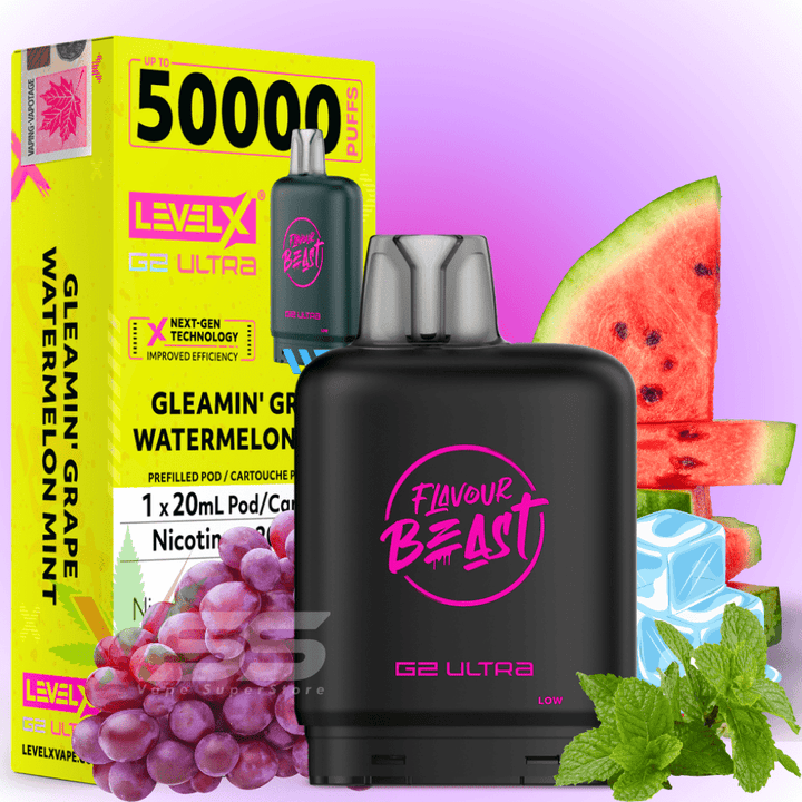 Level X G2 Ultra Flavour Beast Pod 50k-Gleamin Grape Watermelon Mint Iced Vape Superstore Yorkton Saskatchewan