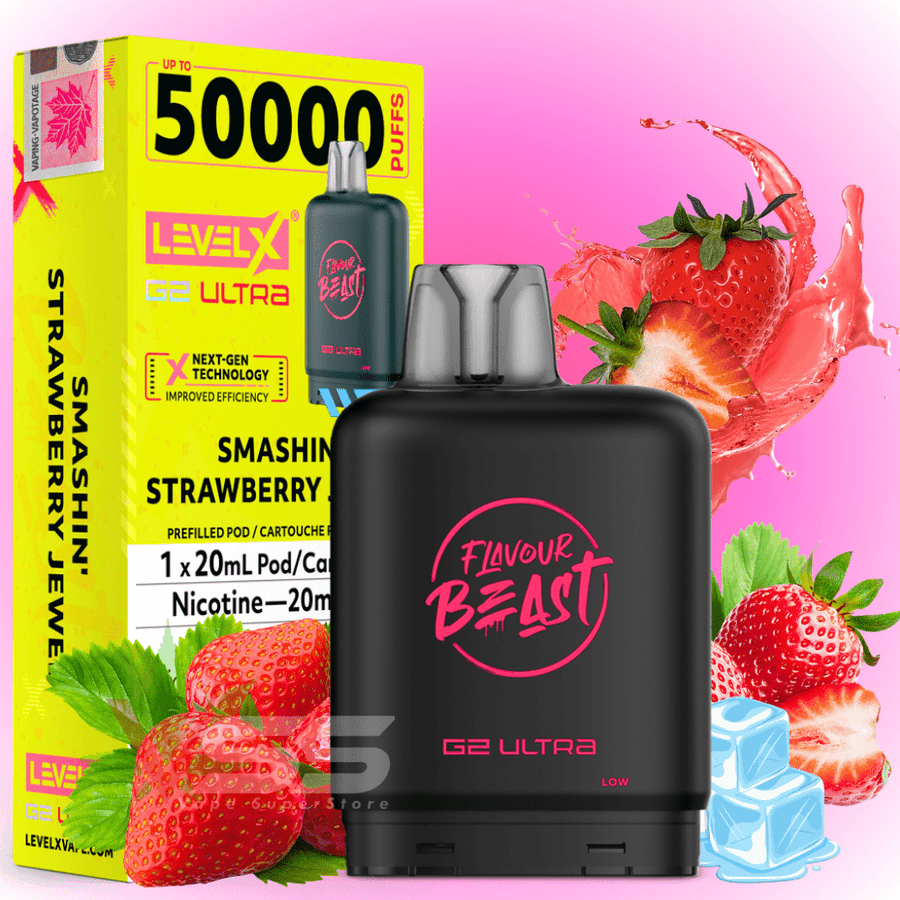 Level X G2 Ultra Flavour Beast Pod 50k-Smashin Strawberry Jewel Iced Vape Superstore Yorkton Saskatchewan