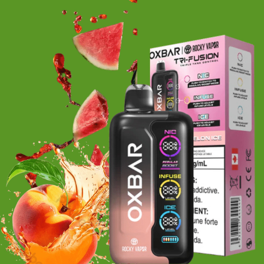 Oxbar Disposable Vape 45000 Puffs / 20mg Oxbar Tri-Fusion 45k Disposable Vape-Peach Watermelon Ice Oxbar Tri-Fusion 45k Disposable Vape-Peach Watermelon Ice
