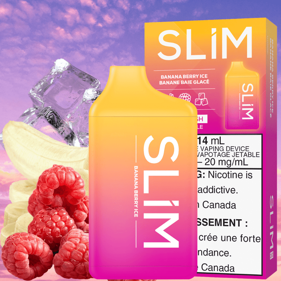 Slim 7500 Rechargeable Disposable Vape-Banana Berry Ice 14mL / 20mg Vape Superstore Yorkton Saskatchewan