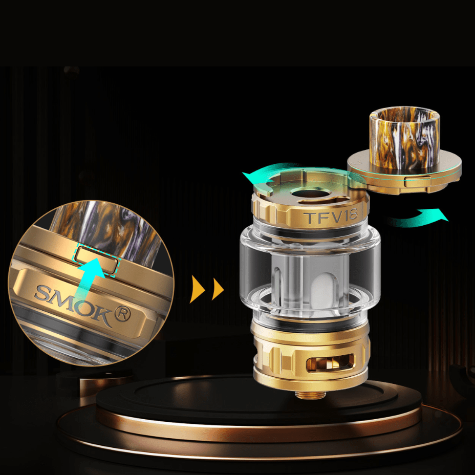 SMOK TFV18 Mesh Sub-Ohm Tank - 7.5mL Gold Vape Superstore Yorkton Saskatchewan