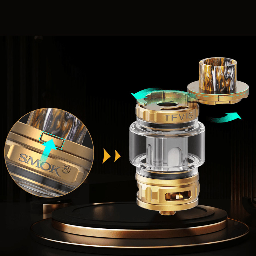 SMOK TFV18 Mesh Sub-Ohm Tank - 7.5mL Gold Vape Superstore Yorkton Saskatchewan
