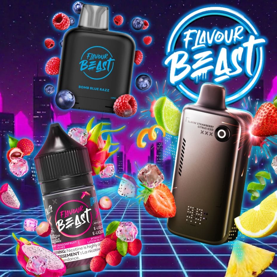 Flavour Beast Disposable, Closed Pods, Salt E-Liquid Winkler Vape SuperStore and Bong Shop Manitoba Canada