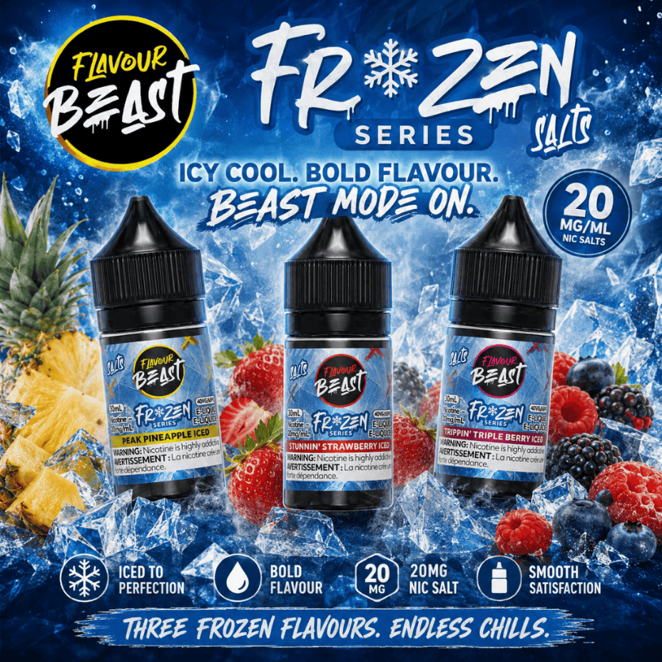 Flavour Beast Frozen Salt Banner at Yorkton Vape SuperStore in Saskatchewan Canada Mobile