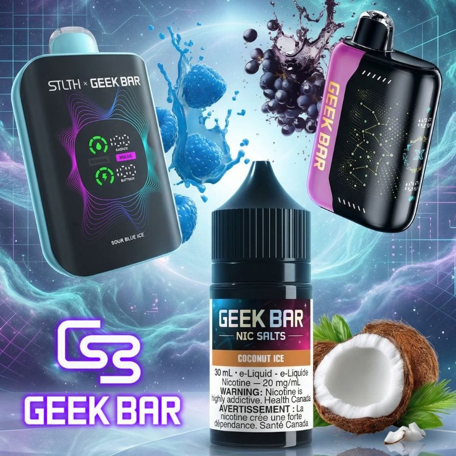 Geek Bar Disposables and Salt Nic E-liquid Yorkton Vape SuperStore Saskatchewan Canada