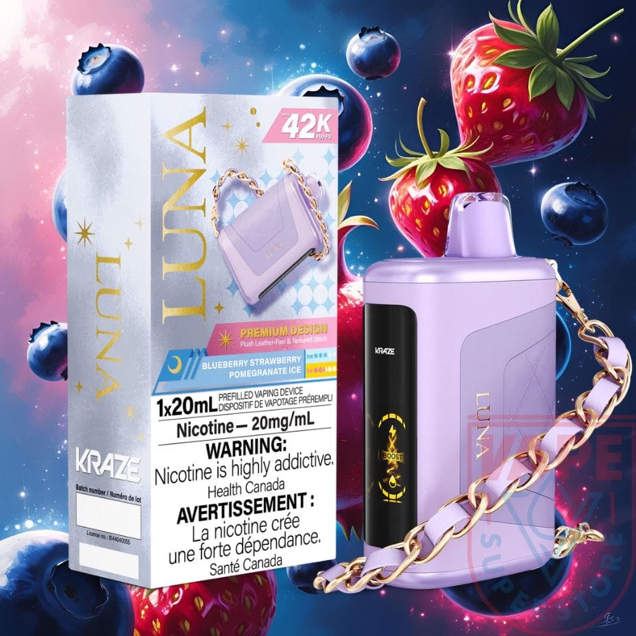 Kraze Luna 42K Blueberry Strawberry Pomegranate Ice Disposable Vape 42000 Puffs Vape SuperStore Yorkton Saskatchewan