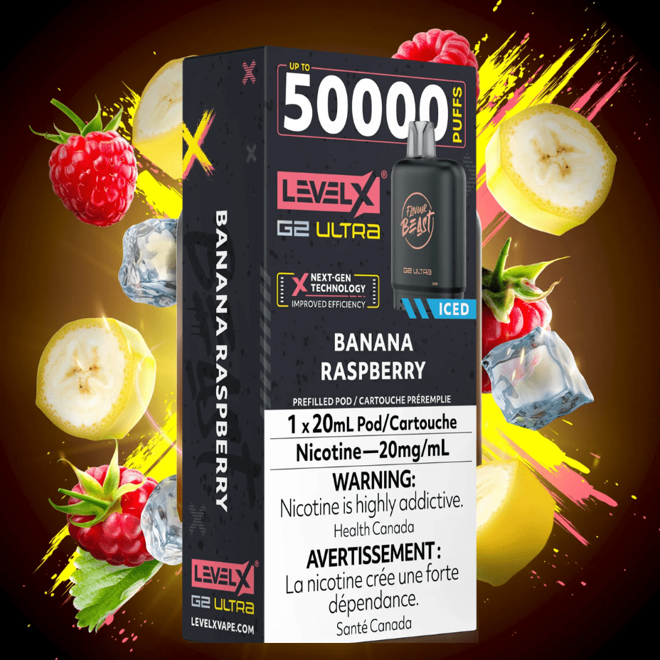 Level X G2 Ultra Flavour Beast Pod 50K Banana Raspberry Vape SuperStore Yorkton Saskatchewan