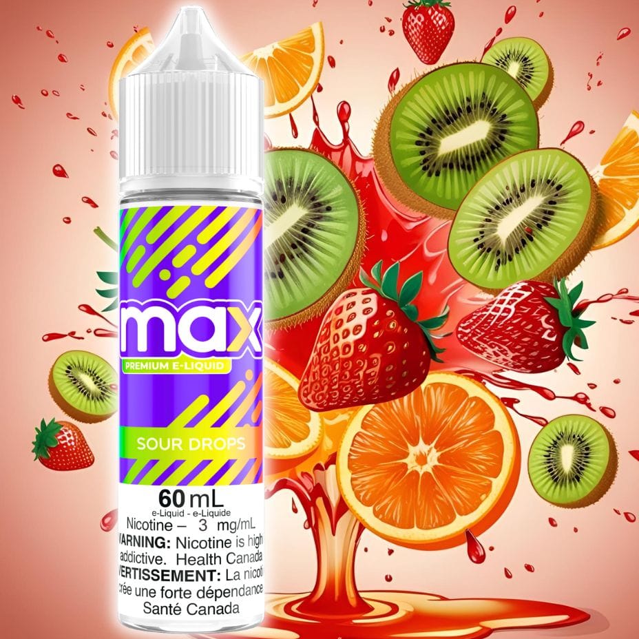 Max Sour Drops E-Liquid / 60ml / 3mg Vape SuperStore Yorkton Saskatchewan