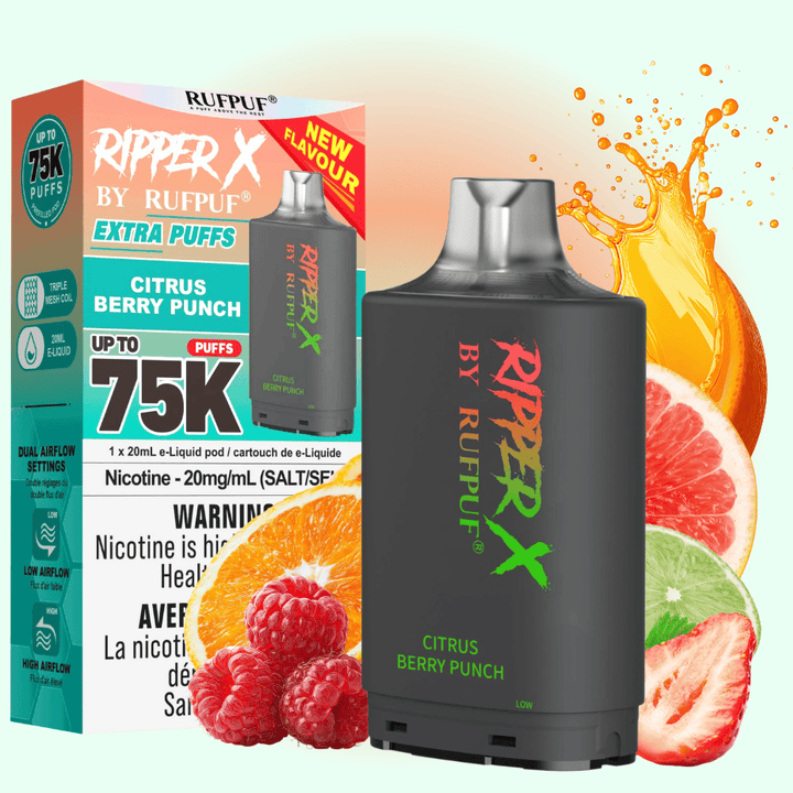 Ripper X 75K Turbo Pod - Citrus Berry Punch 30ml / 20mg Vape SuperStore Yorkton Saskatchewan