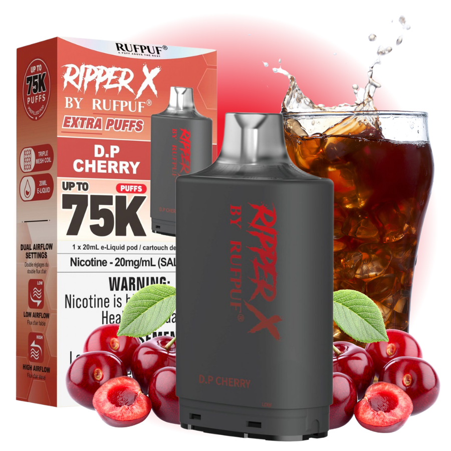 Ripper X 75k Turbo Pod - D.P Cherry 75000 / 20mg Vape SuperStore Yorkton Saskatchewan
