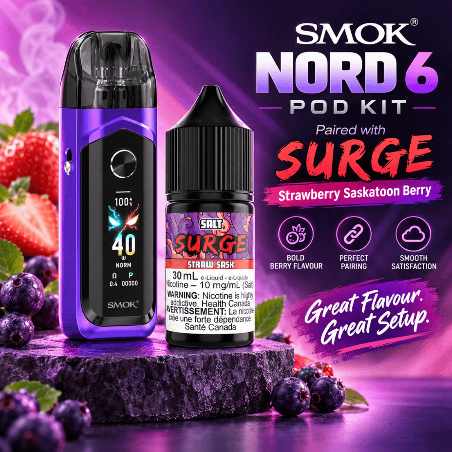 Smok Nord 6 Kit / Surge Salt Straw Sask 30mL 20mg Vape SuperStore Yorkton Saskatchewan