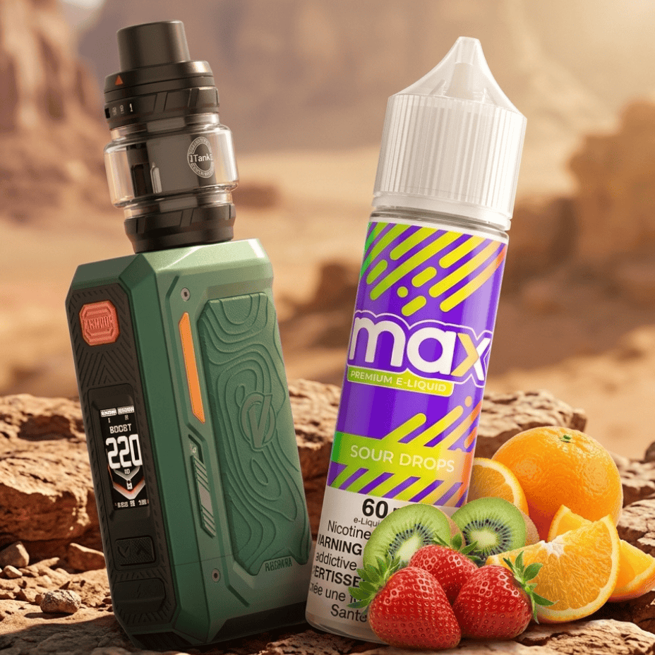 Vaporesso Armour Octa Mod Kit / Max Freebase E-Liquid - Sour Drops / 60mL Vape SuperStore Yorkton Saskatchewan