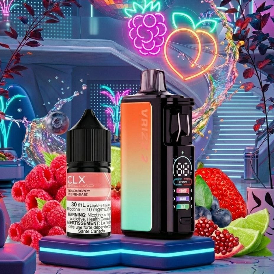 Voopoo VRIZZ 2 Pod Kit and CLX Reload Salt Peachberry Vape SuperStore Yorkton Saskatchewan