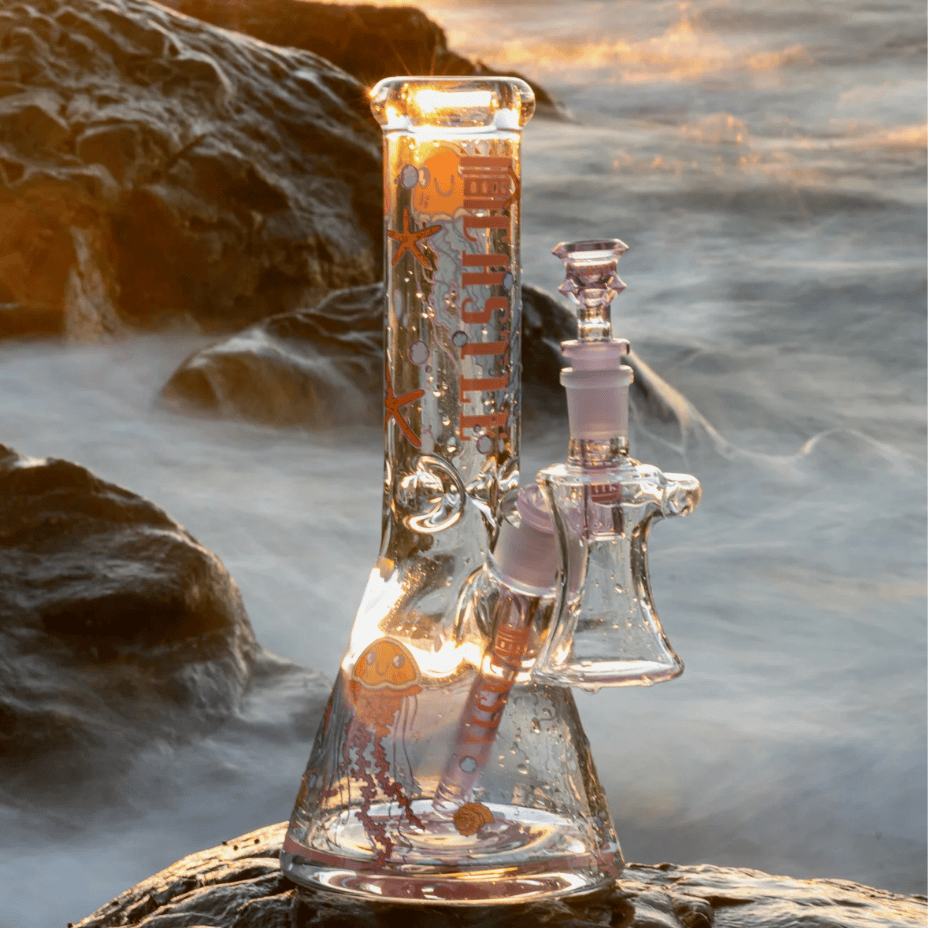 Castle Glass 9mm Jelly Fish Beaker Bong 12" 12in / Beaker Bong Vape Superstore Yorkton Saskatchewan