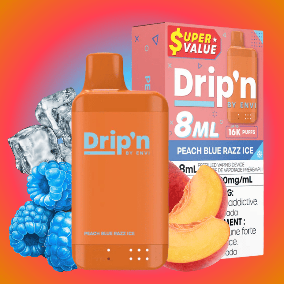 Drip'n by Envi 16K Disposable Vape - Peach Blue Razz Ice Vape Superstore Yorkton Saskatchewan