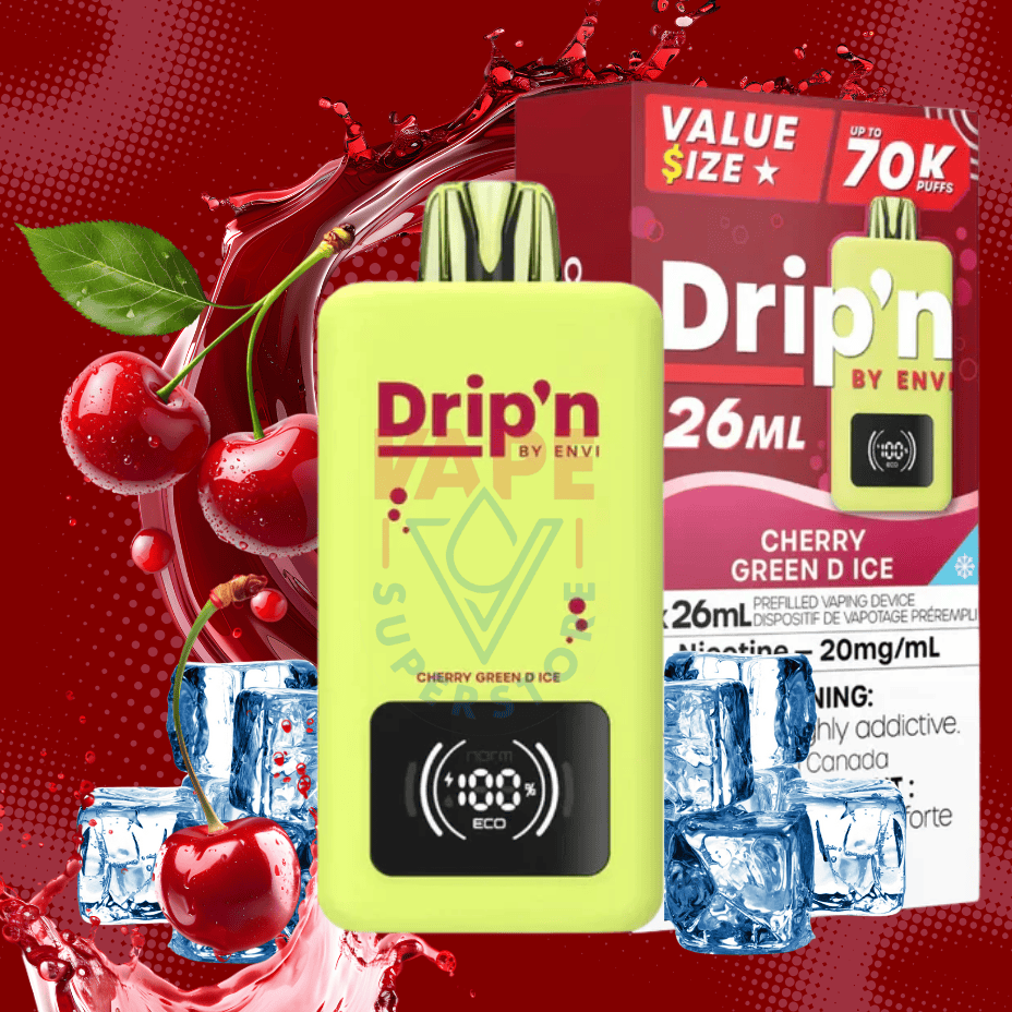 Drip'n by Envi 70K Disposable Vape - Cherry Green D Vape Superstore Yorkton Saskatchewan