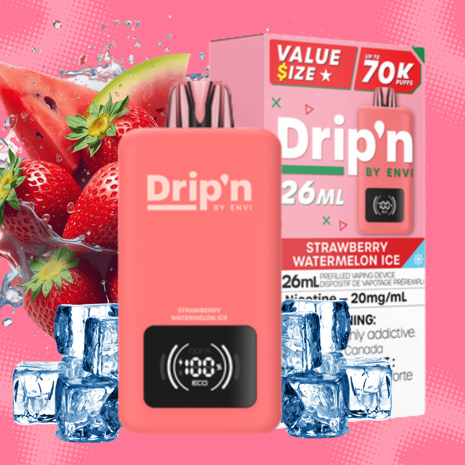 Drip'n by Envi 70K Disposable Vape - Strawberry Watermelon Ice Vape Superstore Yorkton Saskatchewan