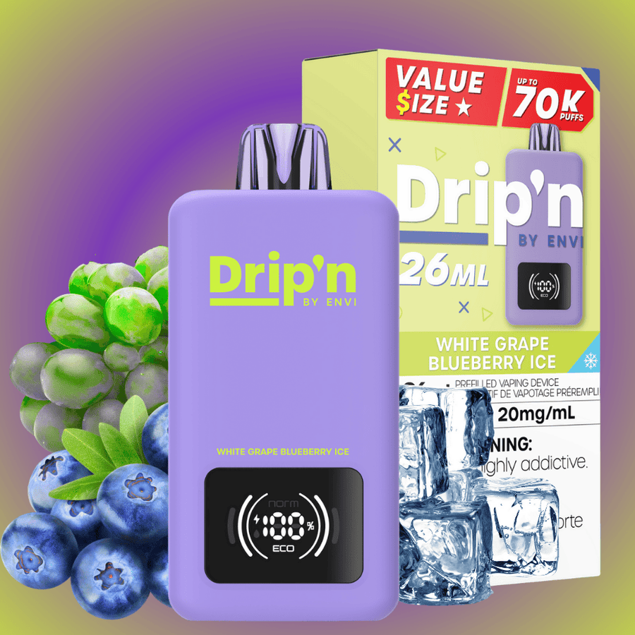 Drip'n by Envi 70K Disposable Vape - White Grape Blueberry Vape Superstore Yorkton Saskatchewan