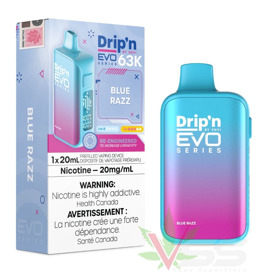 Drip'n by Envi Evo 63K Disposable Vape - Blue Razz Vape Superstore Yorkton Saskatchewan