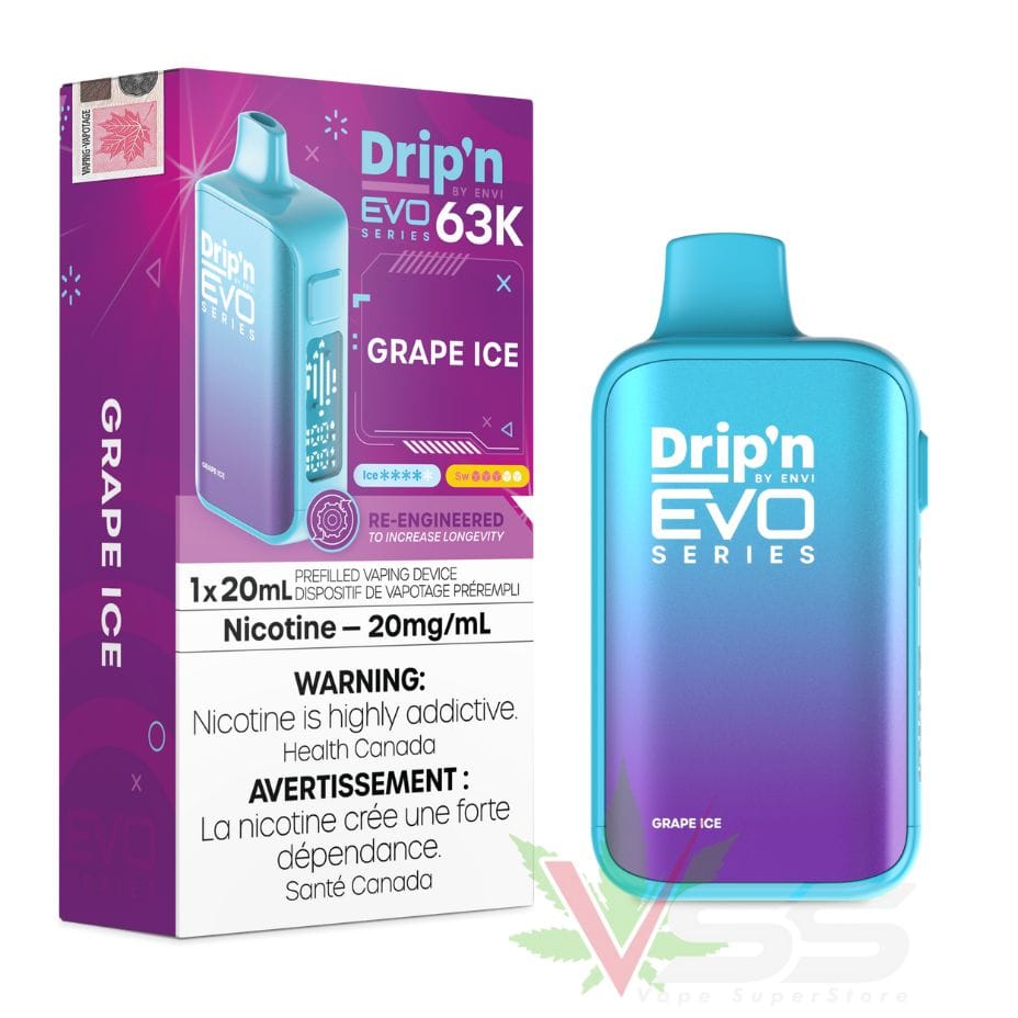 Drip'n by Envi Evo 63K Disposable Vape - Grape Ice Vape Superstore Yorkton Saskatchewan