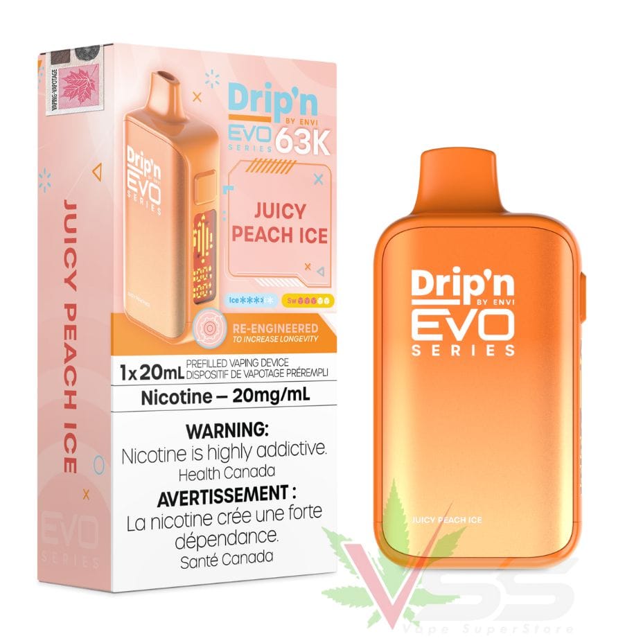 Drip'n by Envi Evo 63K Disposable Vape - Juicy Peach Ice Vape Superstore Yorkton Saskatchewan