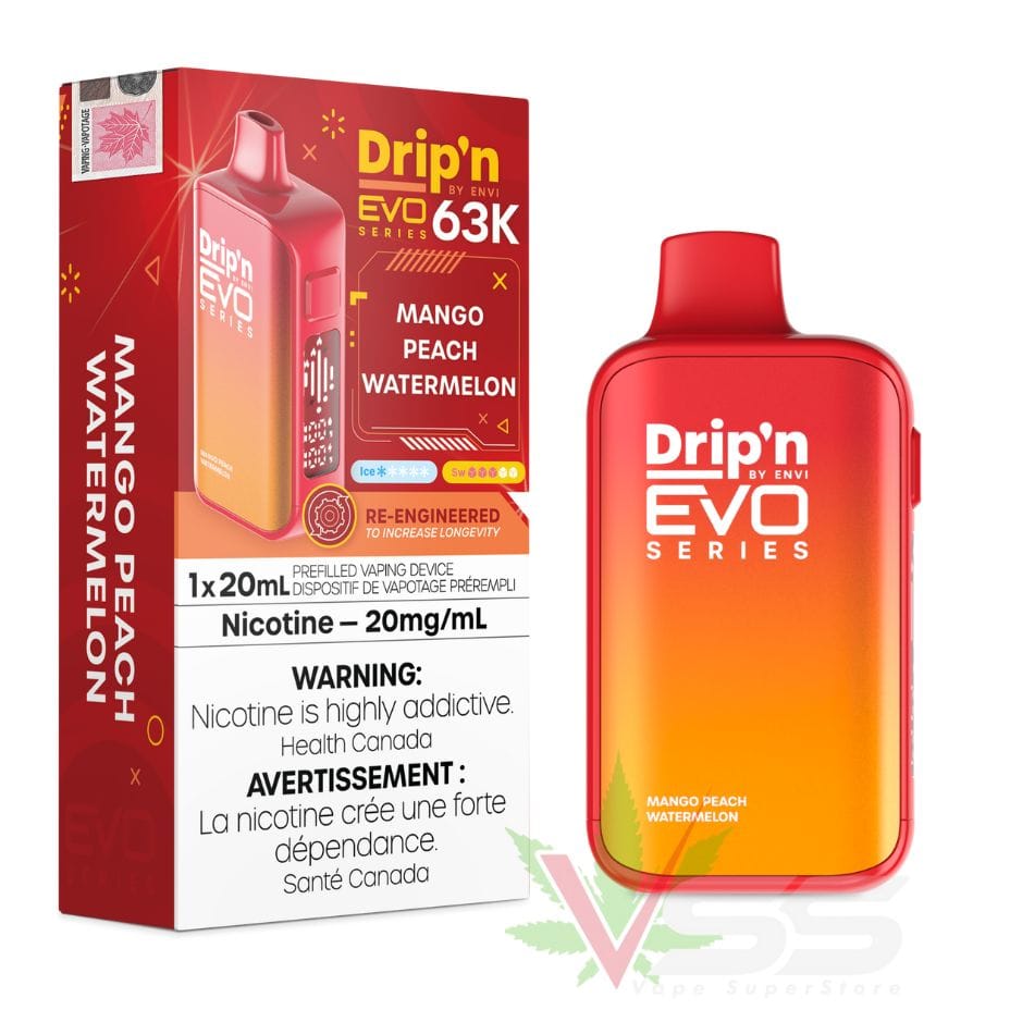 Drip'n by Envi Evo 63K Disposable Vape - Mango Peach Watermelon Vape Superstore Yorkton Saskatchewan