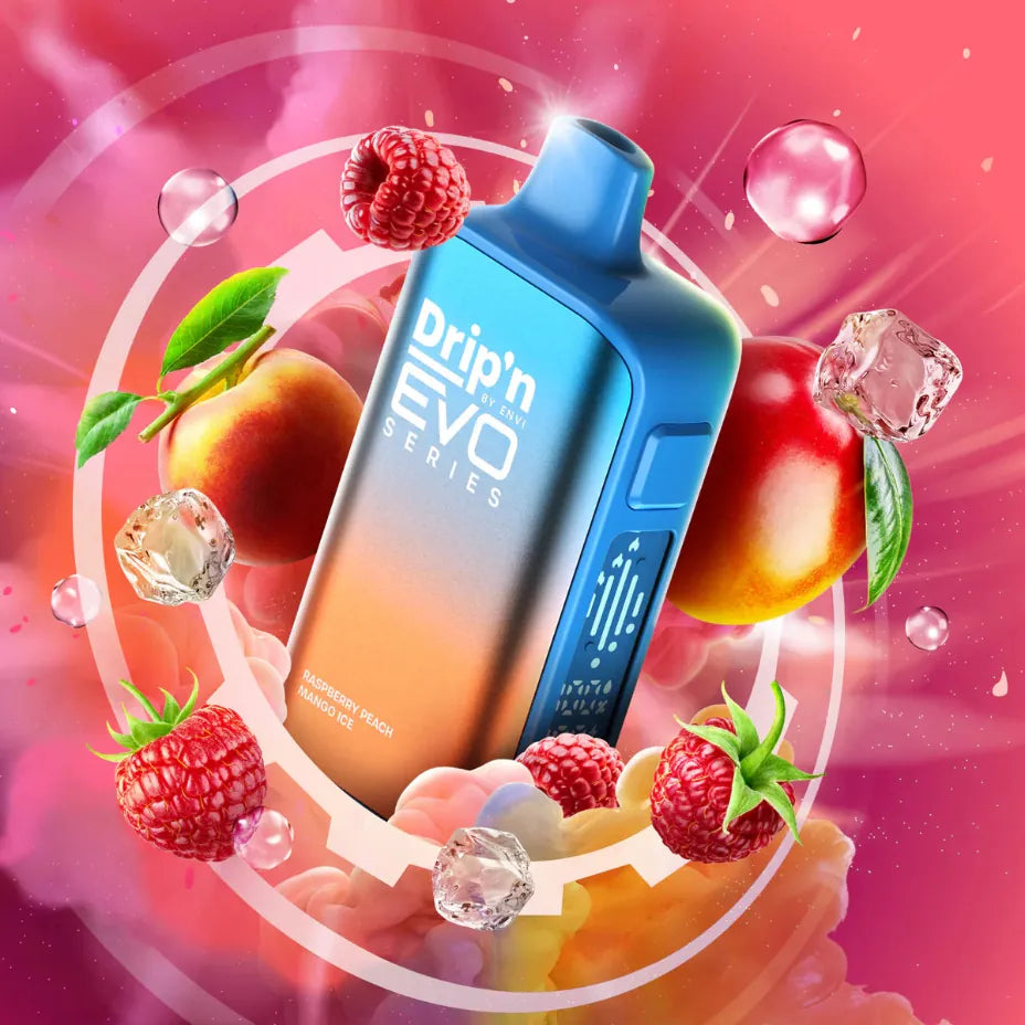Drip'n by Envi Evo 63K Disposable Vape - Raspberry Peach Mango Ice 20mL / 63000 Puffs / 20mg/mL Vape Superstore Yorkton Saskatchewan