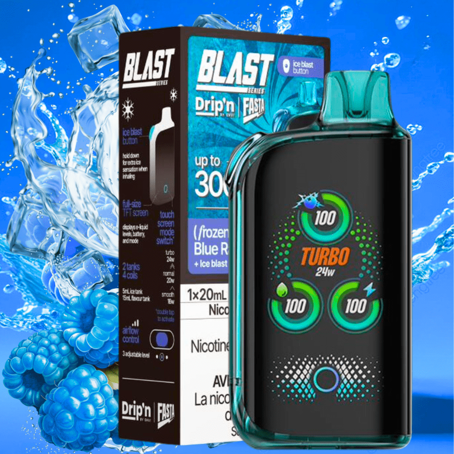 Envi Drip'n x Fasta Blast 30K Disposable Vape-Blue Raspberry Ice 20mg / 30000 Puffs Vape Superstore Yorkton Saskatchewan