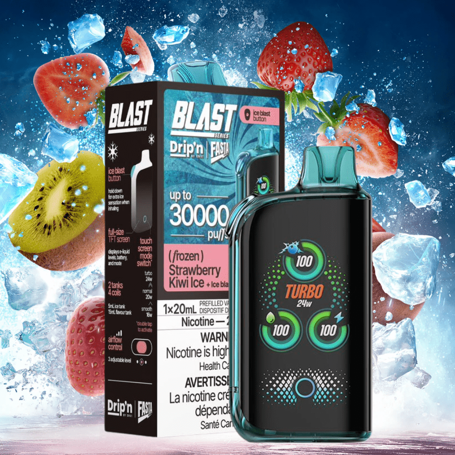 Envi Drip'n x Fasta Blast 30K Disposable Vape-Strawberry Kiwi Ice 20mg / 30000 Vape Superstore Yorkton Saskatchewan