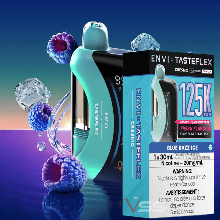 ENVI x Tasteflex Cresmo 125k Disposable Vape-Blue Razz Ice 20mg / 125000 Puffs / 20mg/mL Vape Superstore Yorkton Saskatchewan