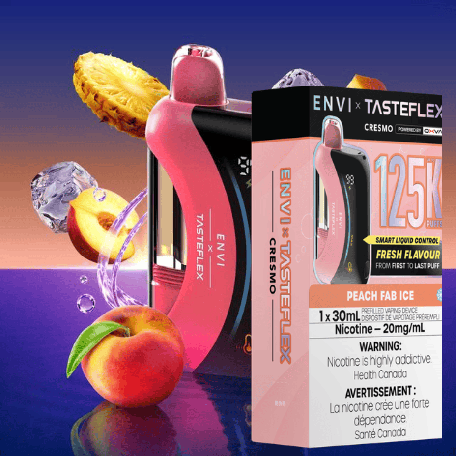 ENVI x Tasteflex Cresmo 125k Disposable Vape - Peach Fab Ice 20mg / 125000 Puffs / 20mg/mL Vape Superstore Yorkton Saskatchewan