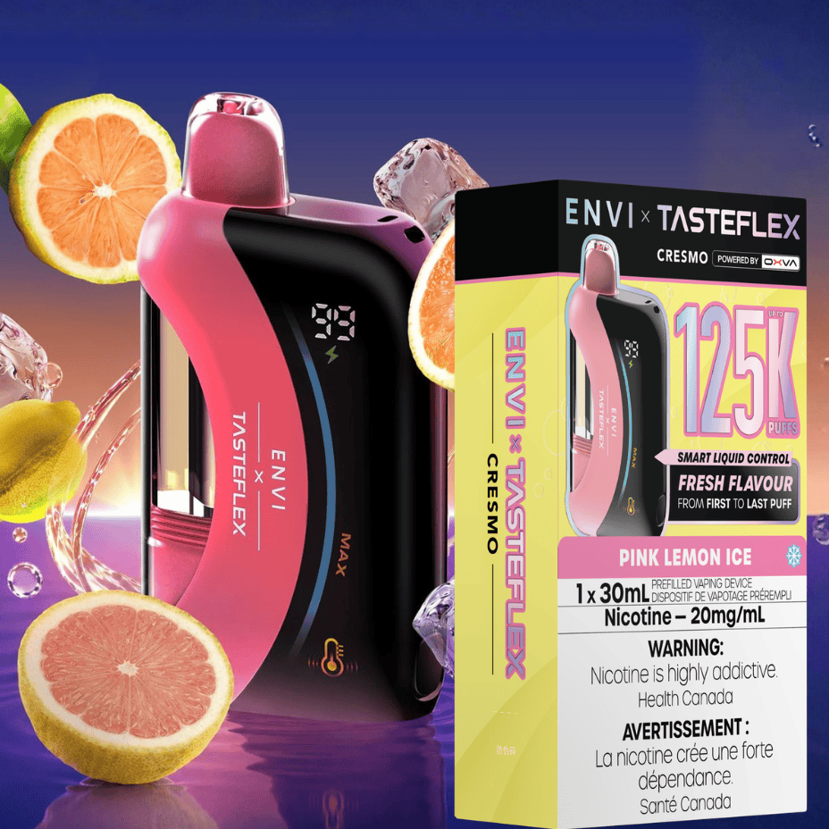 ENVI x Tasteflex Cresmo 125k Disposable Vape - Pink Lemon Ice 20mL / 125000 Puffs / 20mg/mL Vape Superstore Yorkton Saskatchewan