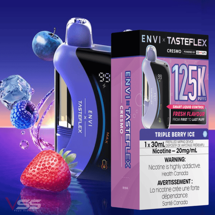 ENVI x Tasteflex Cresmo 125k Disposable Vape - Triple Berry Ice 20mL / 125000 Puffs / 20mg/mL Vape Superstore Yorkton Saskatchewan
