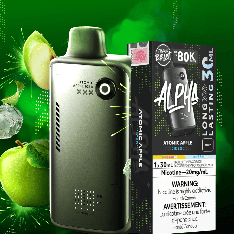 Flavour Beast Alpha 80K Disposable Vape-Atomic Apple Iced 30mL / 80000 Puffs / 20mg Vape Superstore Yorkton Saskatchewan