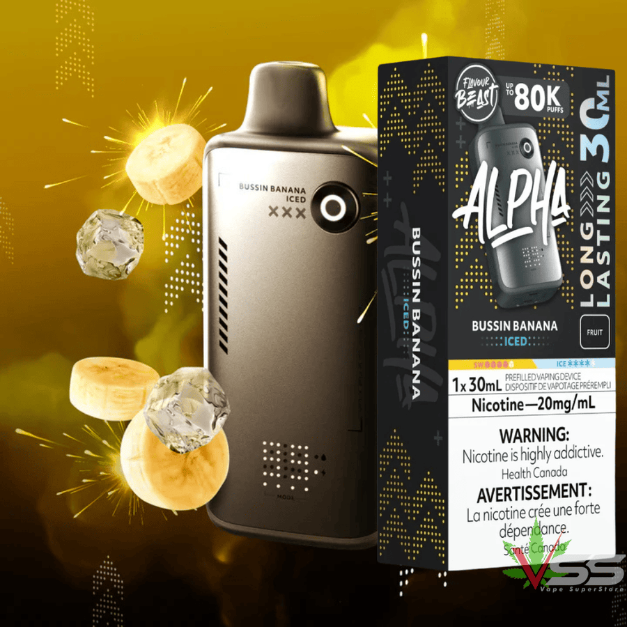 Flavour Beast Alpha 80K Disposable Vape-Bussin Banana Iced 30mL / 80000 Puffs / 20mg/mL Vape Superstore Yorkton Saskatchewan
