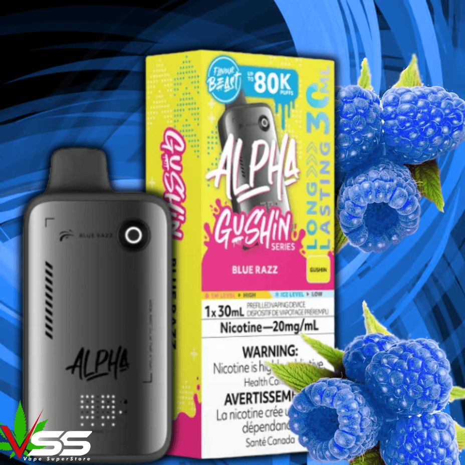 Flavour Beast Alpha 80K Disposable Vape-Gushin Blue Razz 30mL / 80000 Puffs / 20mg/mL Vape Superstore Yorkton Saskatchewan