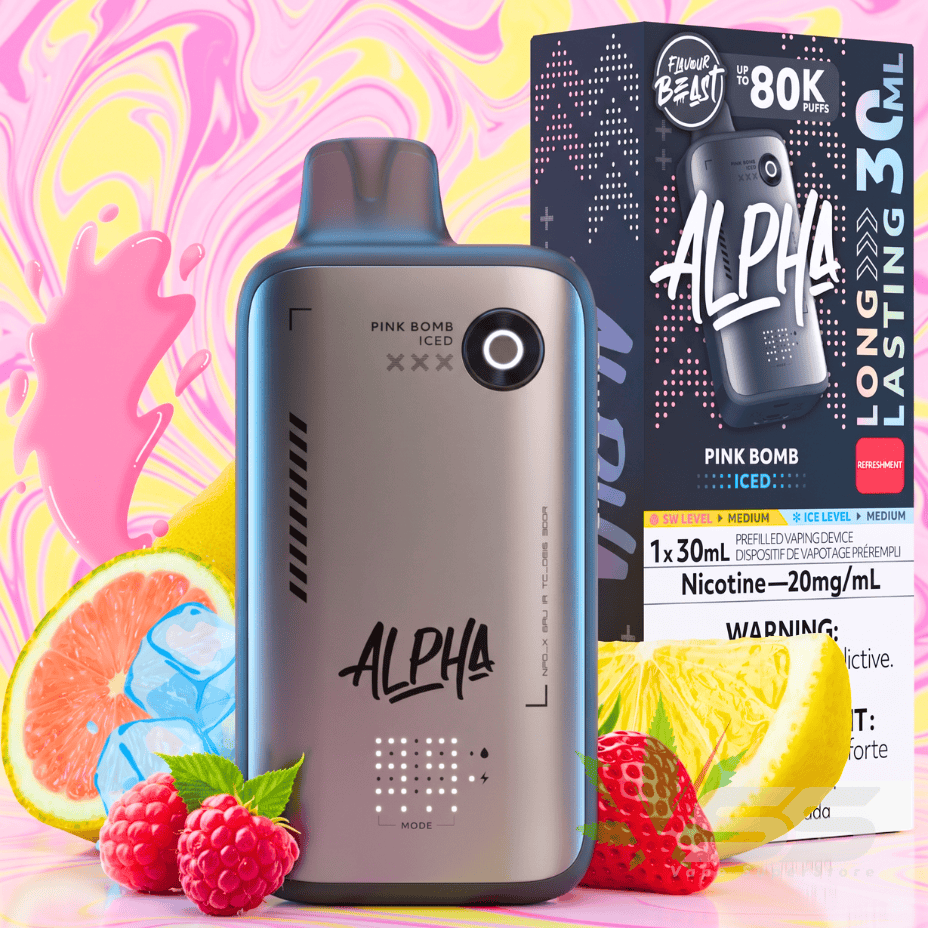 Flavour Beast Alpha 80K Disposable Vape-Pink Bomb Iced 80000 Puffs / 20mg Vape Superstore Yorkton Saskatchewan