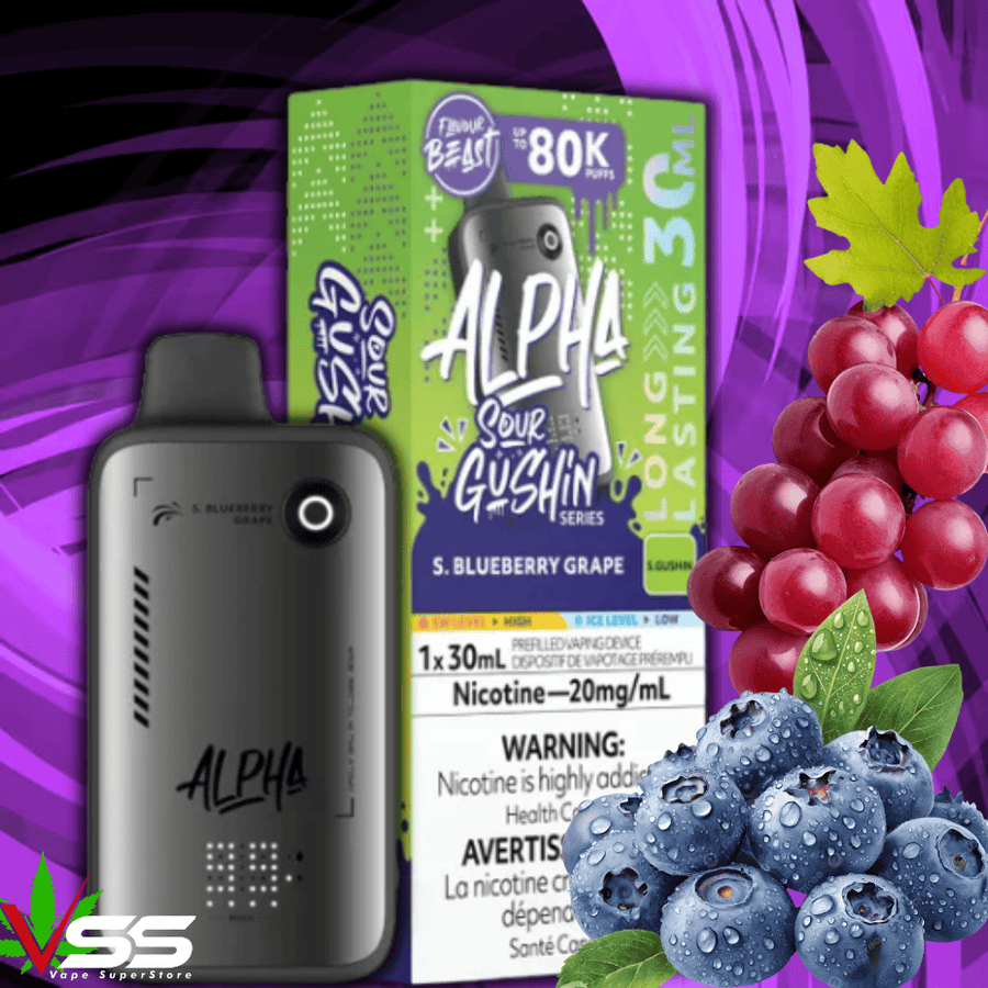 Flavour Beast Alpha 80K Disposable Vape-S. Blueberry Grape 30mL / 80000 Puffs / 20mg/mL Vape Superstore Yorkton Saskatchewan